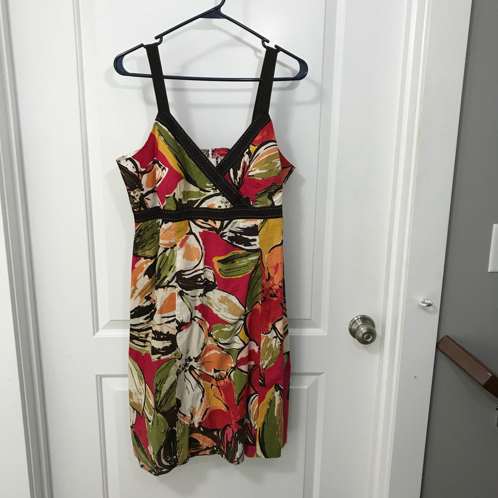 R & K Originals Floral Cotton Sundress Size 14 EUC